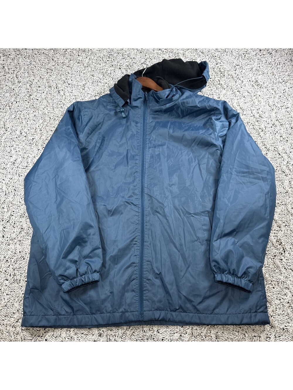 Totes Men's Windbreaker Jacket Size Large Green Hooded Full Zip Lightweight